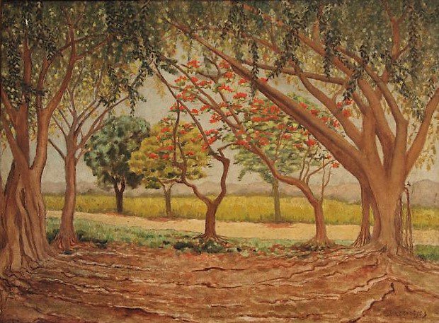 Groep bomen in Javaans landschap (1913)