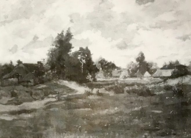 Landschap met bomen, boerderijen en hooischelf (1897)