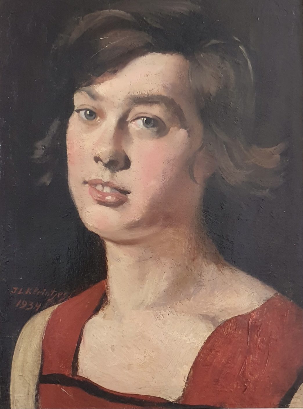 Portret Riek Haar met rode jurk (1934)