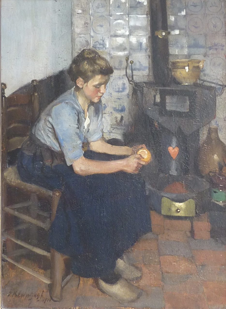Meisje dat sinaasappel pelt (1914)